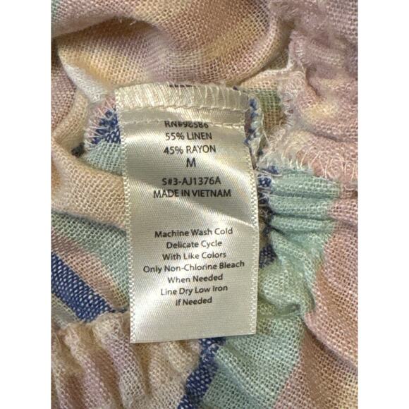 Ava James Striped shirt size MED linen and rayon - Picture 4 of 6